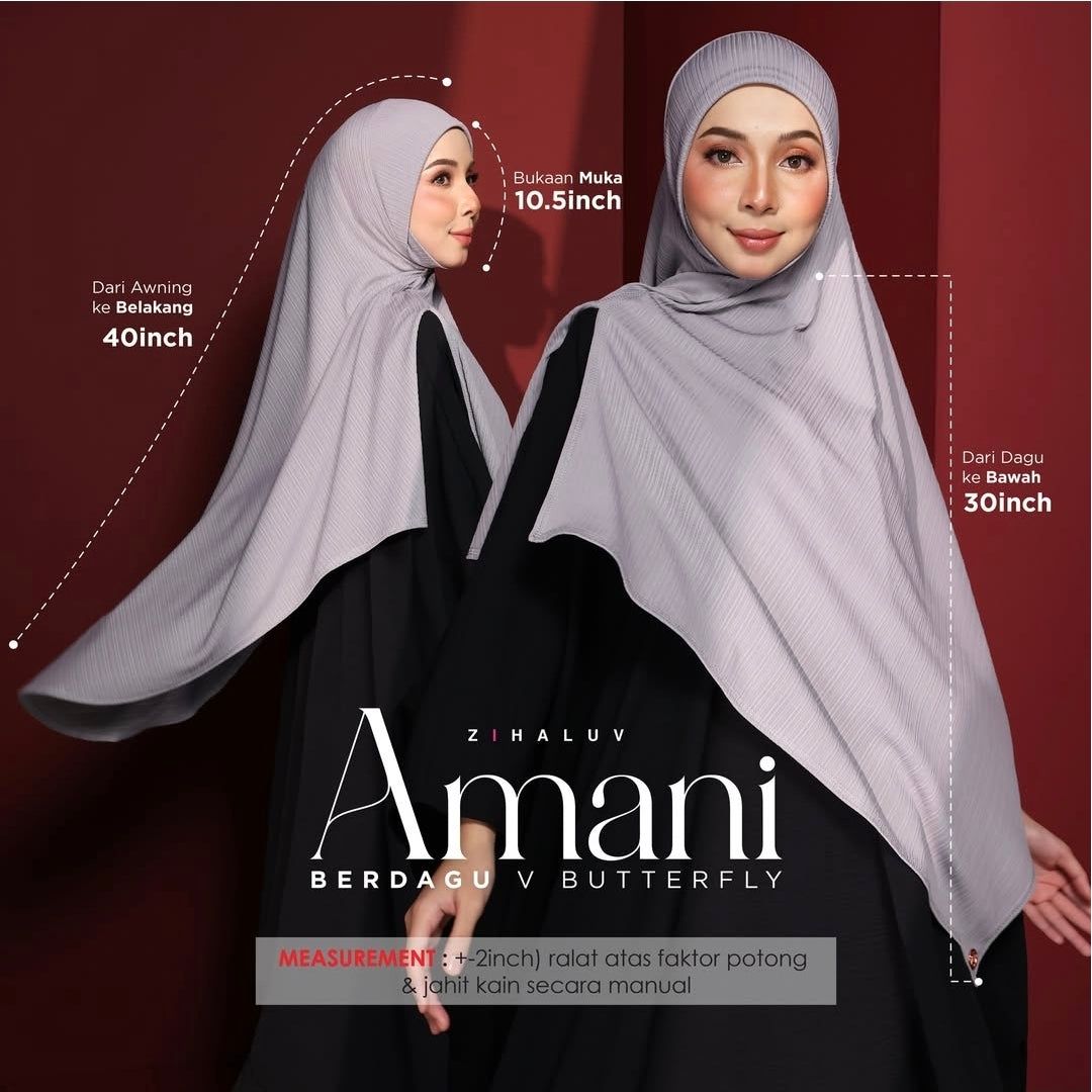 Tudung Sarung Twist Amani Berdagu V Butterfly by Zihaluv
