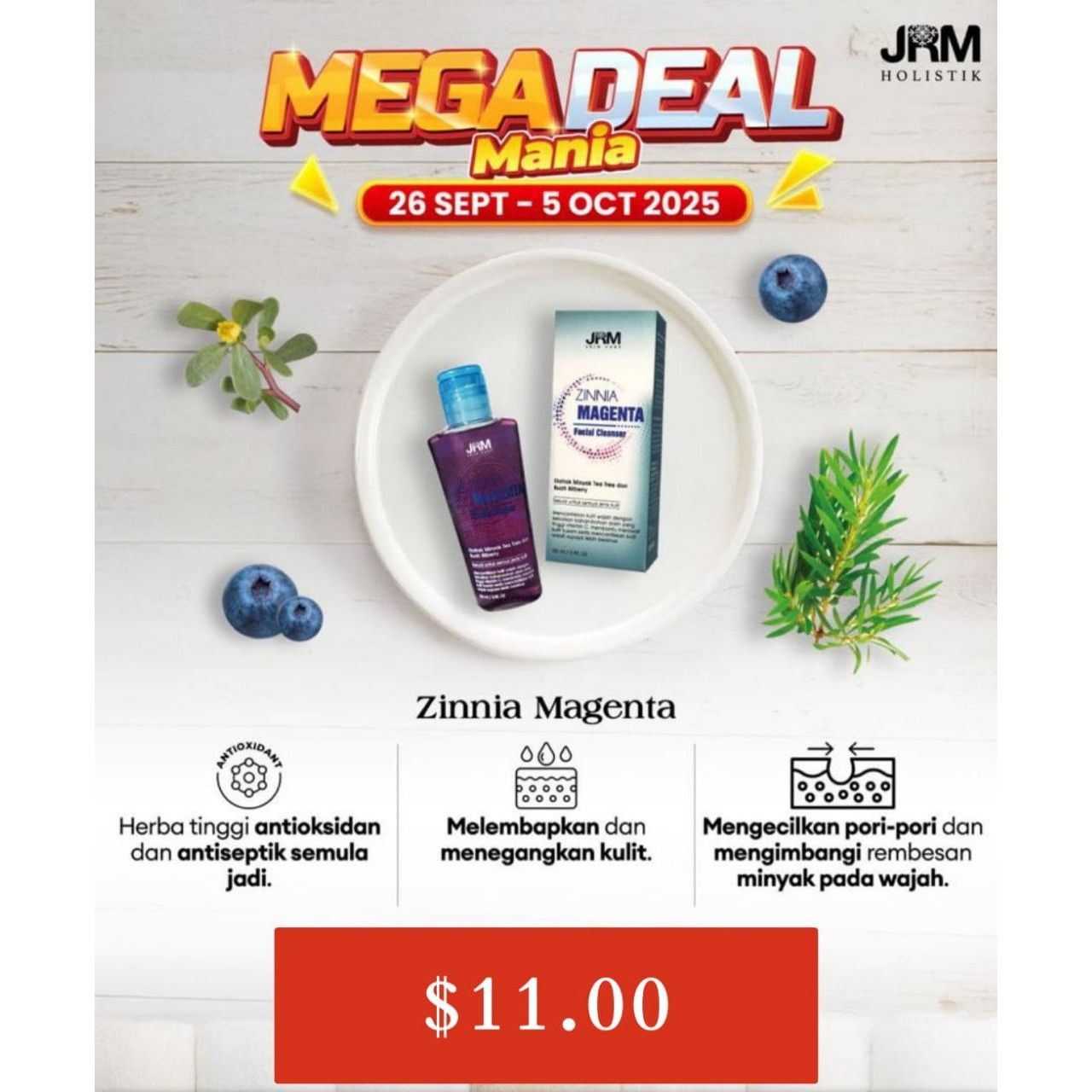 JRM Zinnia Magenta Facial Cleanser (180ml)