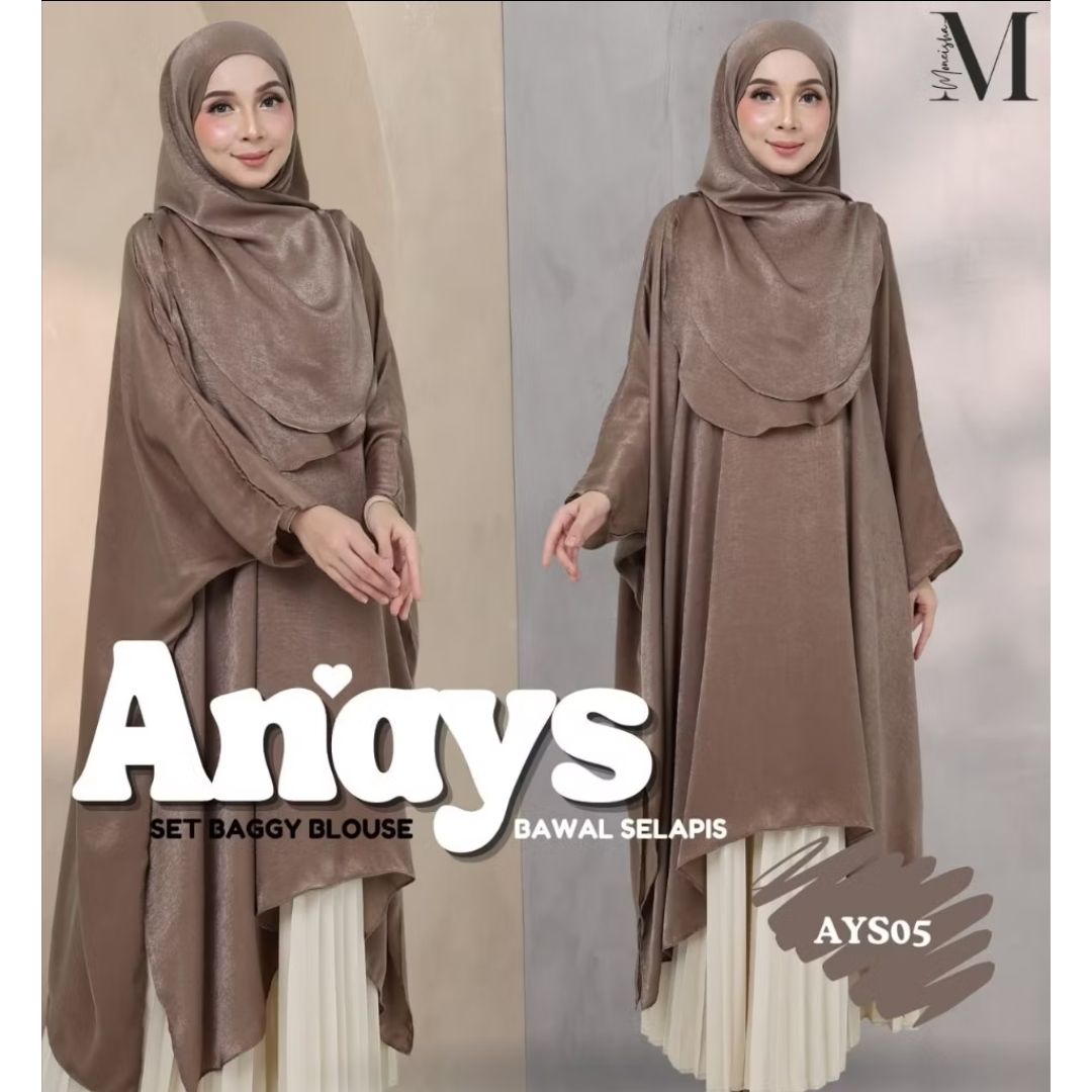 Anays Batwing Baggy Top with Bawal Selapis Set
