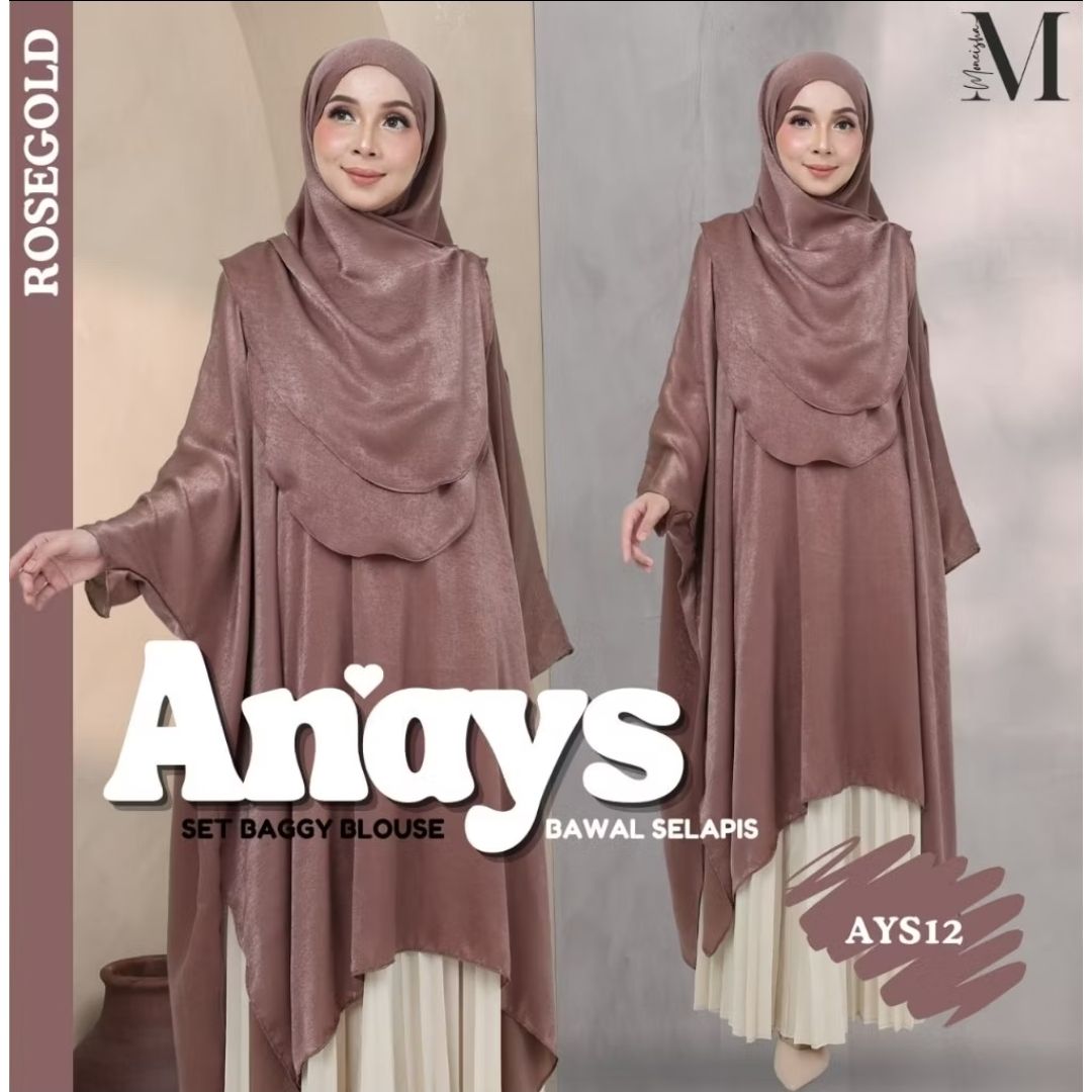 Anays Batwing Baggy Top with Bawal Selapis Set