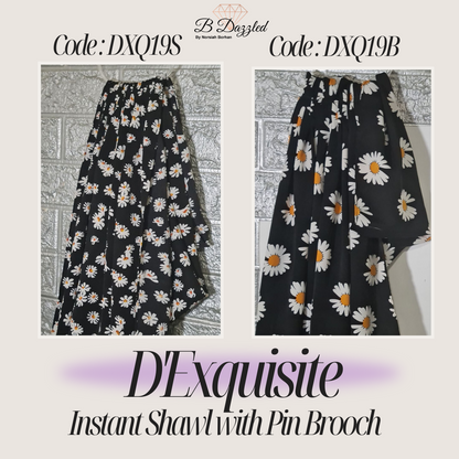 D'Exquisite Instant Shawl with pin Brooch