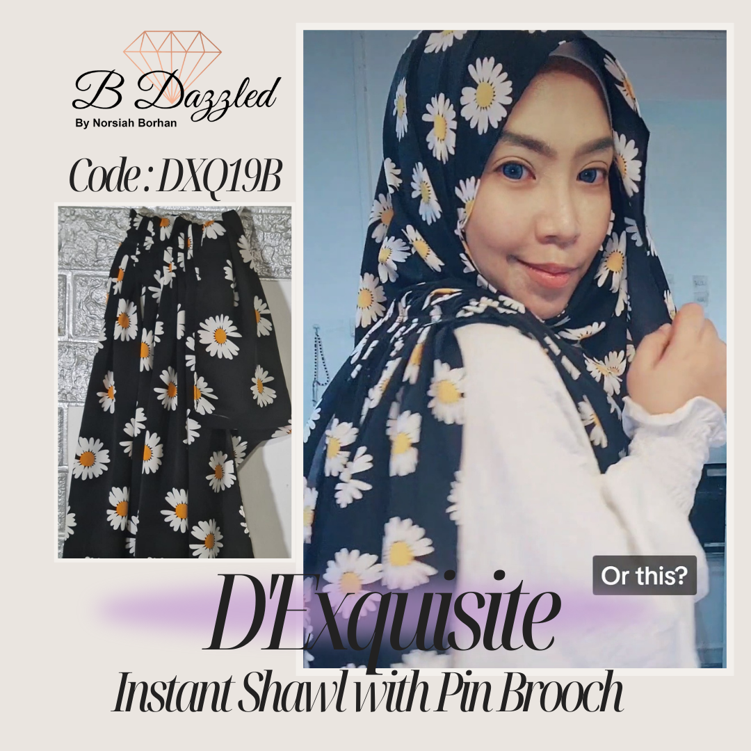 D'Exquisite Instant Shawl with pin Brooch