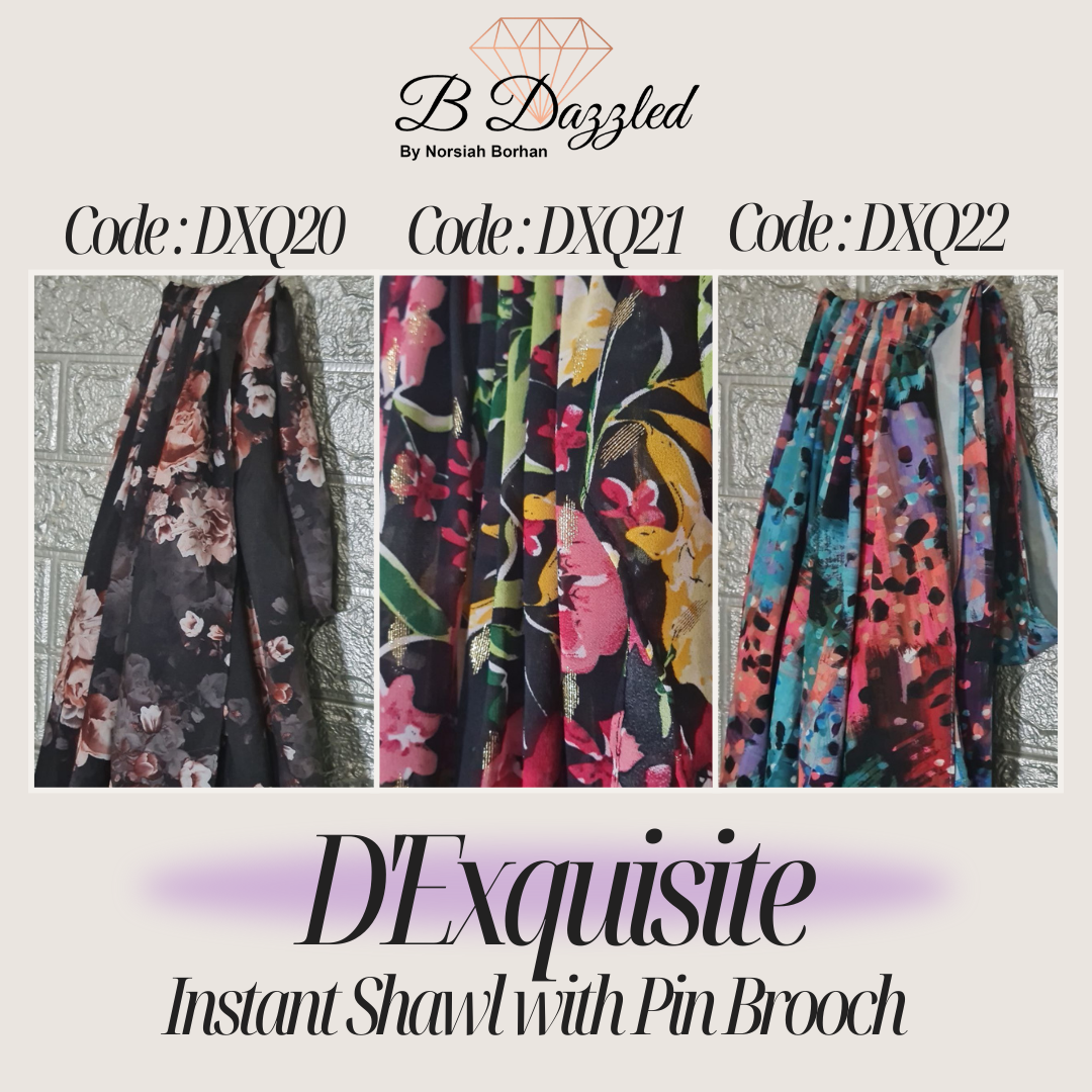 D'Exquisite Instant Shawl with pin Brooch