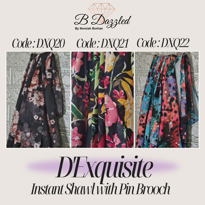 D'Exquisite Instant Shawl with pin Brooch