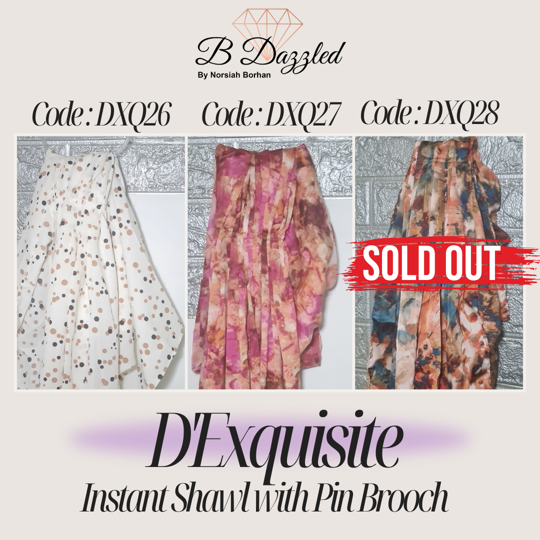 D'Exquisite Instant Shawl with pin Brooch