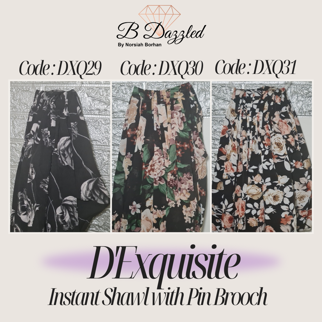 D'Exquisite Instant Shawl with pin Brooch