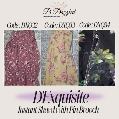 D'Exquisite Instant Shawl with pin Brooch