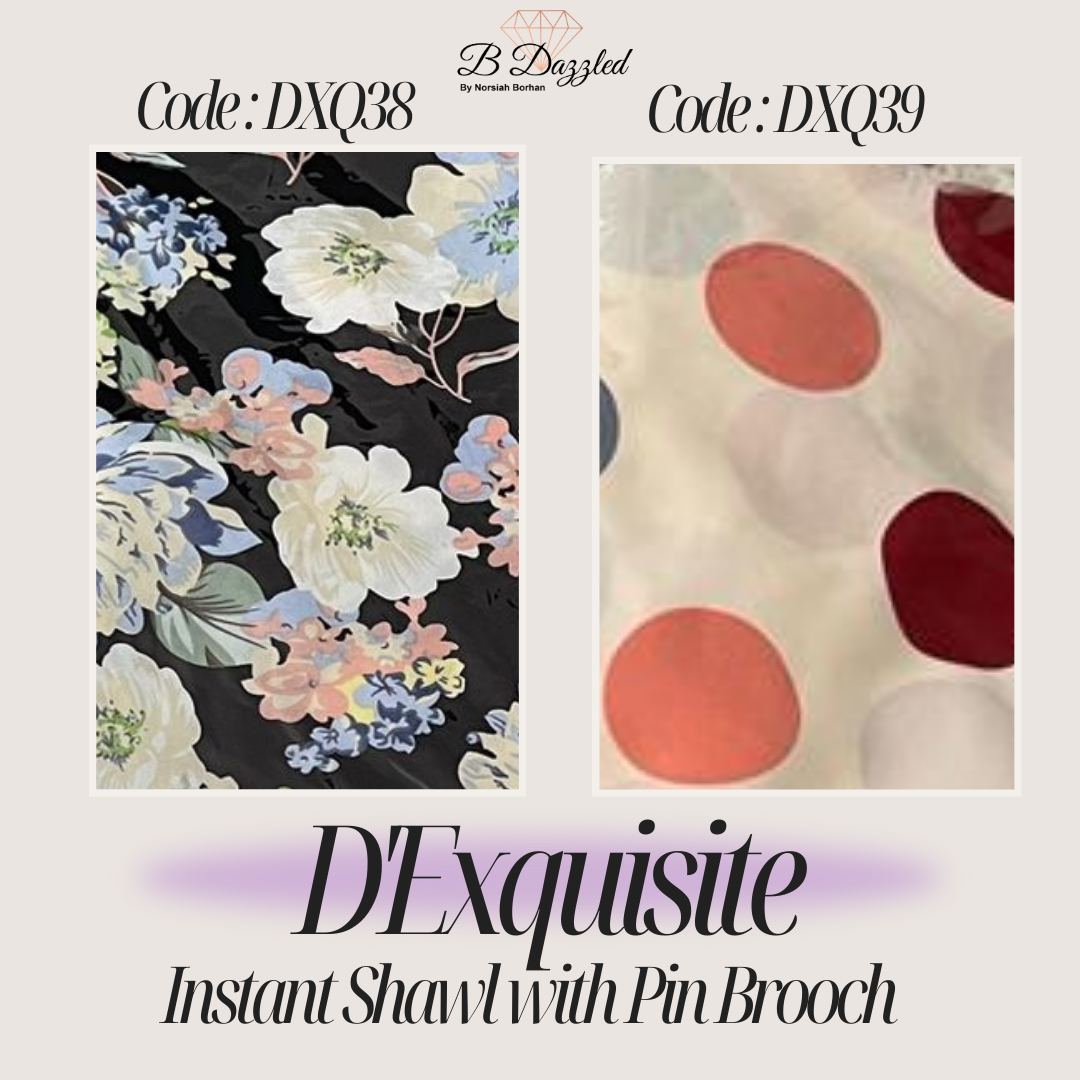 D'Exquisite Instant Shawl with pin Brooch