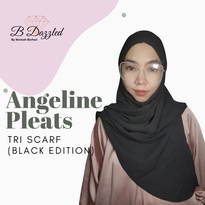 Angeline Pleats Tri Scarf (Black Edition)