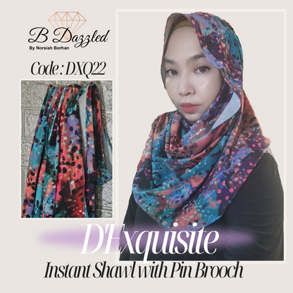 D'Exquisite Instant Shawl with pin Brooch