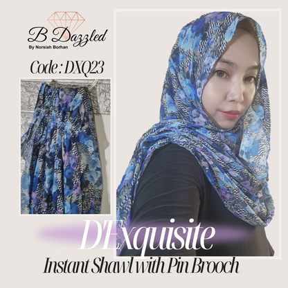 D'Exquisite Instant Shawl with pin Brooch