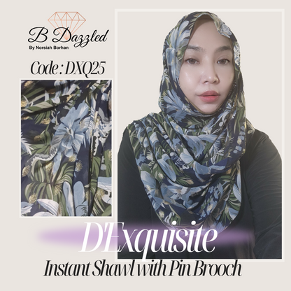 D'Exquisite Instant Shawl with pin Brooch