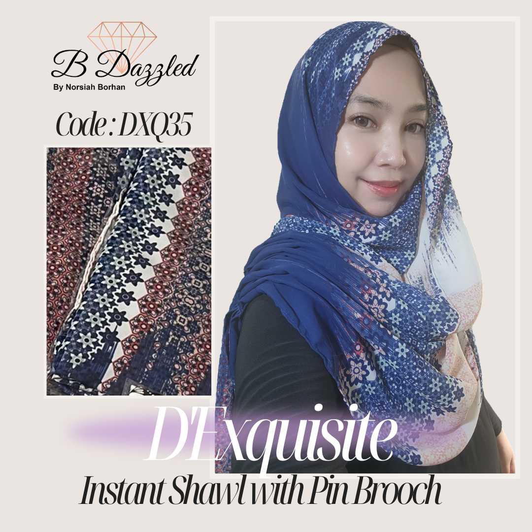 D'Exquisite Instant Shawl with pin Brooch