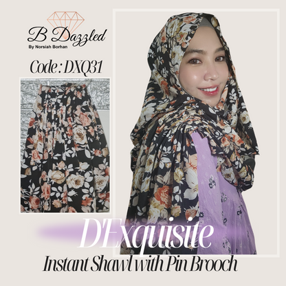 D'Exquisite Instant Shawl with pin Brooch