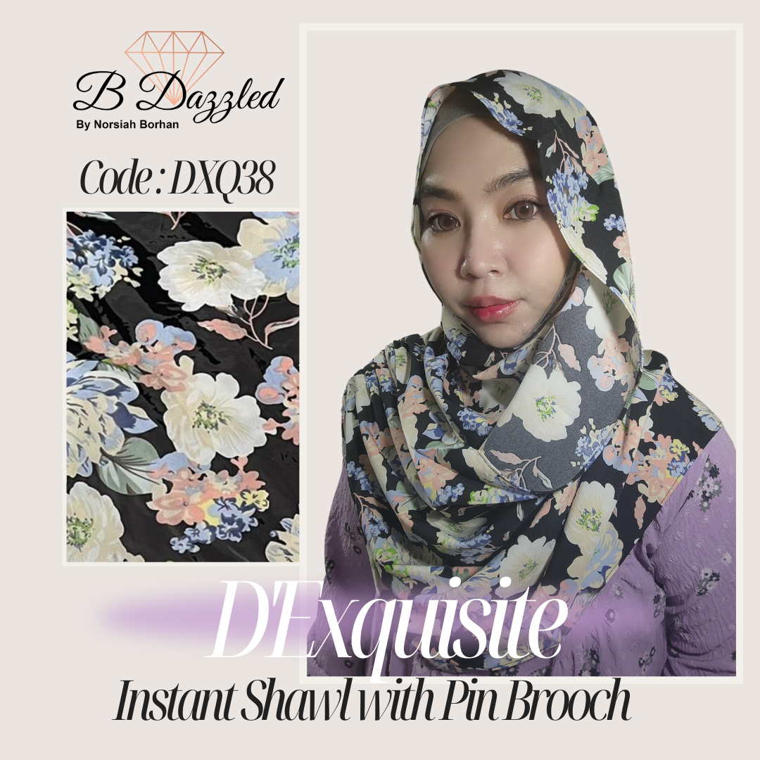 D'Exquisite Instant Shawl with pin Brooch