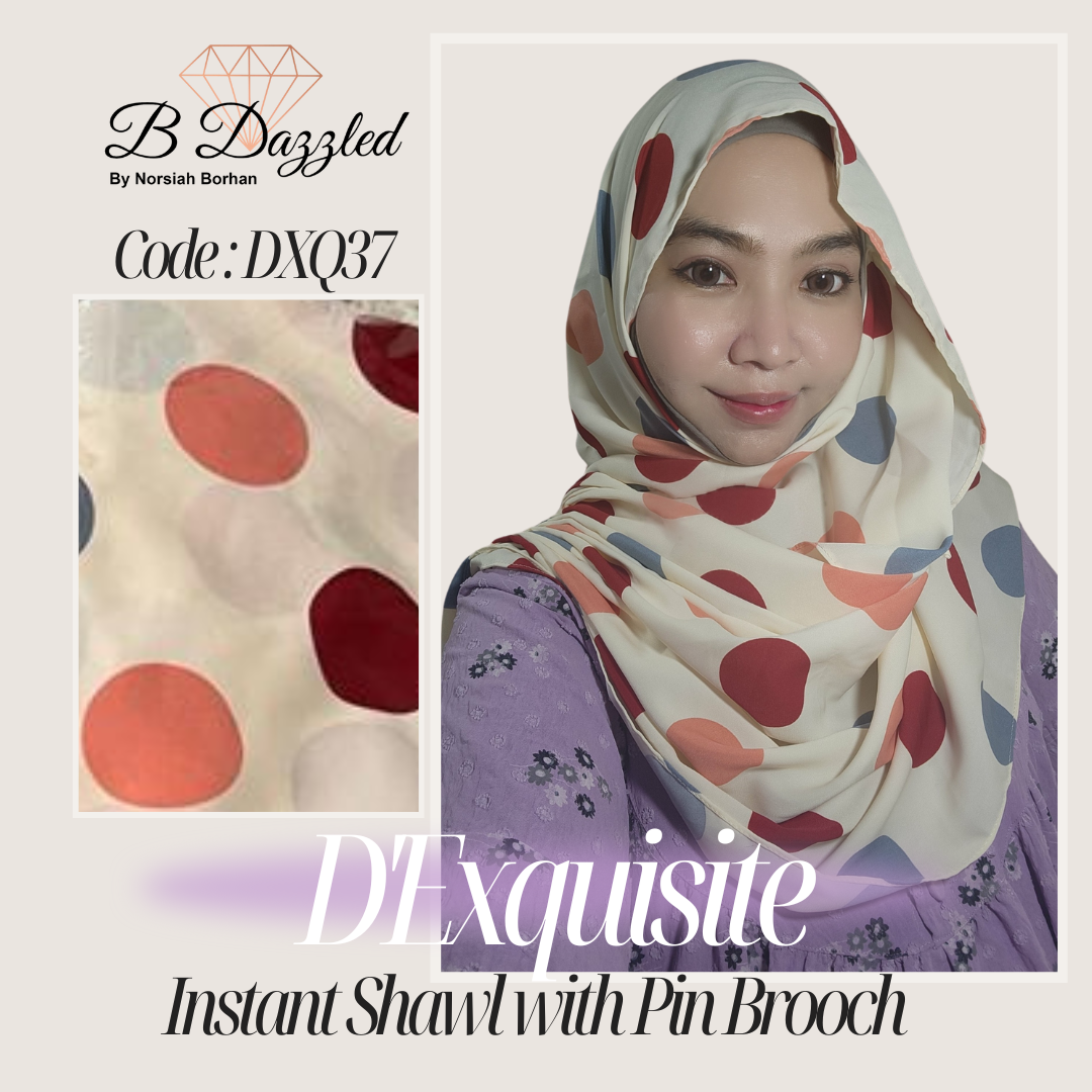 D'Exquisite Instant Shawl with pin Brooch