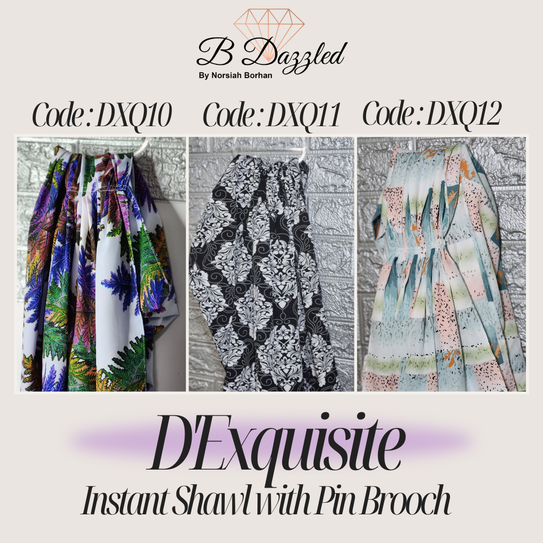 D'Exquisite Instant Shawl with pin Brooch