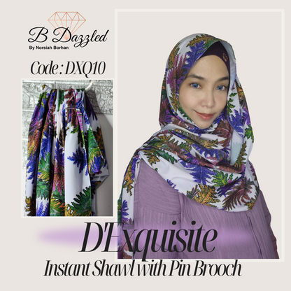 D'Exquisite Instant Shawl with pin Brooch