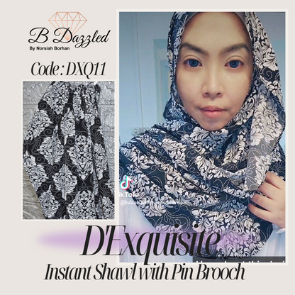 D'Exquisite Instant Shawl with pin Brooch