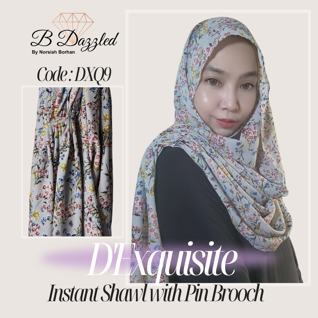 D'Exquisite Instant Shawl with pin Brooch