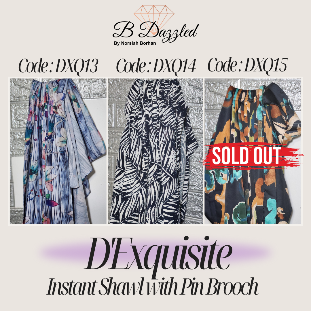 D'Exquisite Instant Shawl with pin Brooch