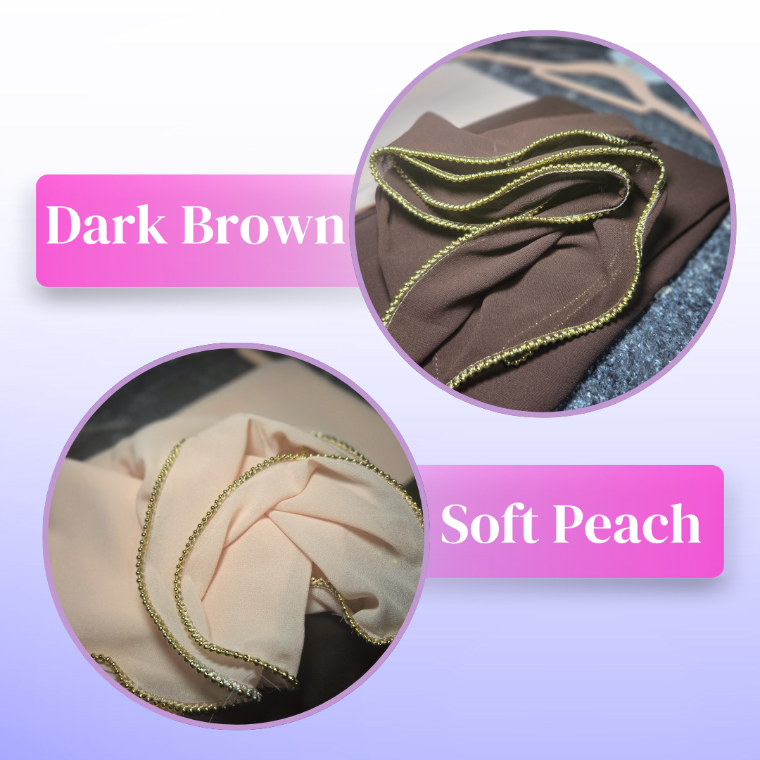 Waterfall Gold Beadings Semi Instant Shawl