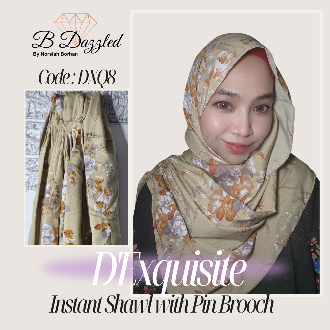 D'Exquisite Instant Shawl with pin Brooch