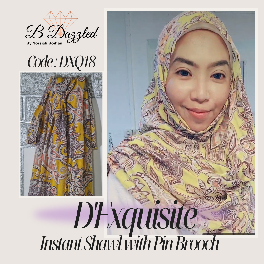 D'Exquisite Instant Shawl with pin Brooch