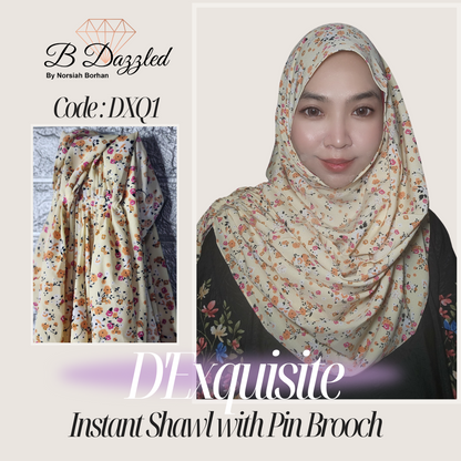 D'Exquisite Instant Shawl with pin Brooch