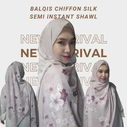 Balqis Chiffon Silk Semi Instant Shawl