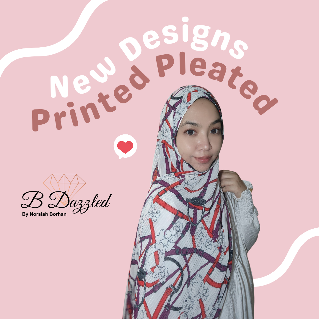 Printed Pleated Semi Instant Shawl
