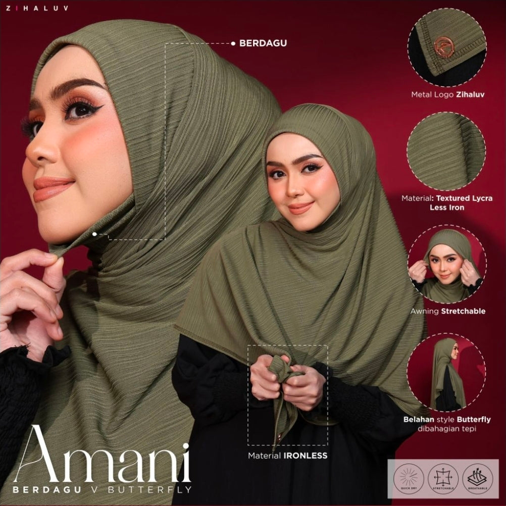 Tudung Sarung Twist Amani Berdagu V Butterfly by Zihaluv