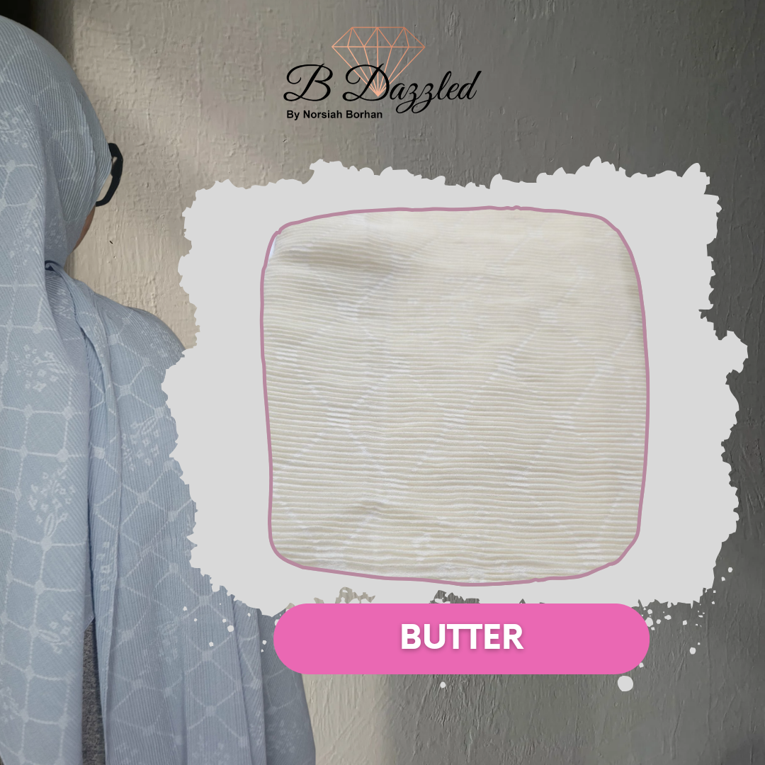 Garden Grid Pleats Semi Instant Shawl