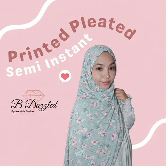 Printed Pleated Semi Instant Shawl