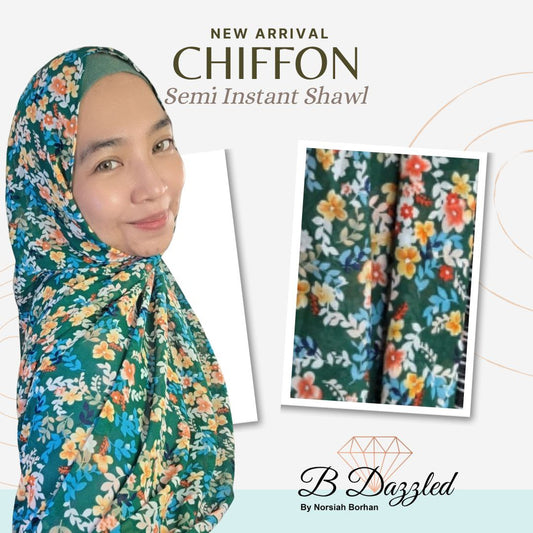 Printed Chiffon Semi Instant Shawl