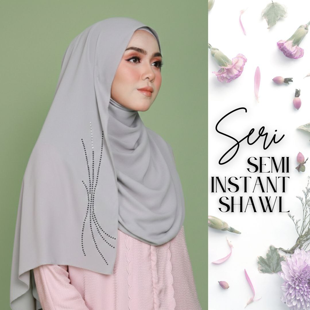 Ariani Plain Semi Instant Shawl - Seri Diamond