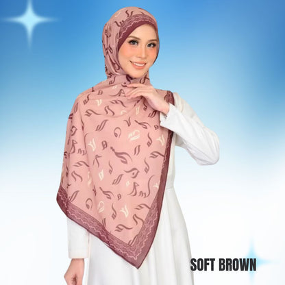 Arabic Print Chiffon Semi Instant Shawl