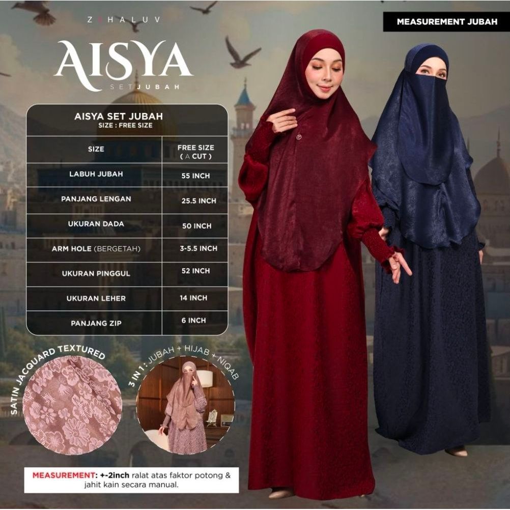 Aisya Set Jubah with Khimar and Niqab by Zihaluv