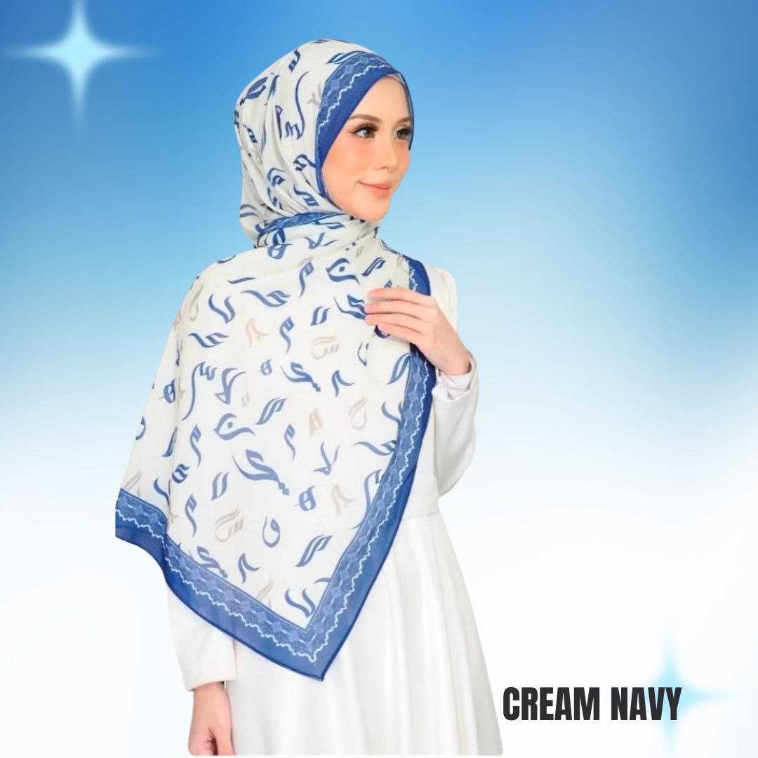 Arabic Print Chiffon Semi Instant Shawl