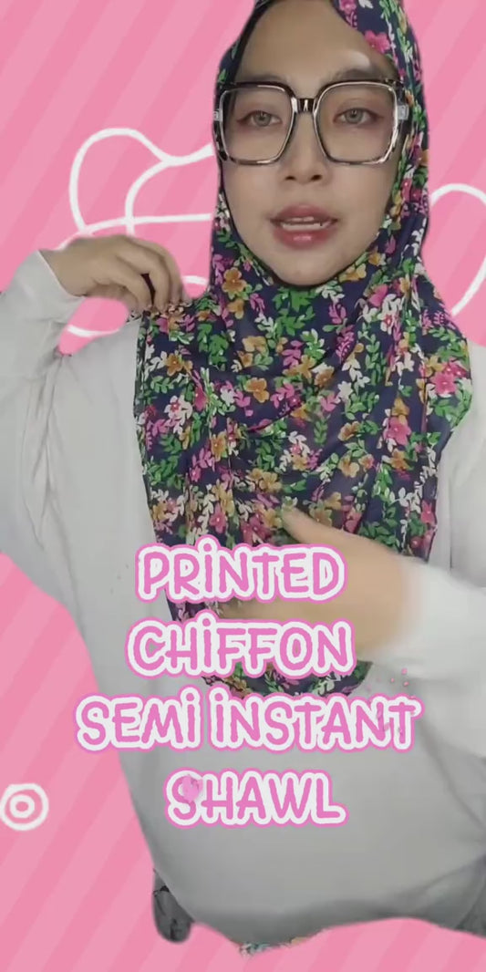 Printed Chiffon Semi Instant Shawl