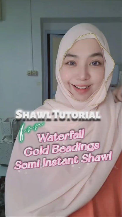 Waterfall Gold Beadings Semi Instant Shawl