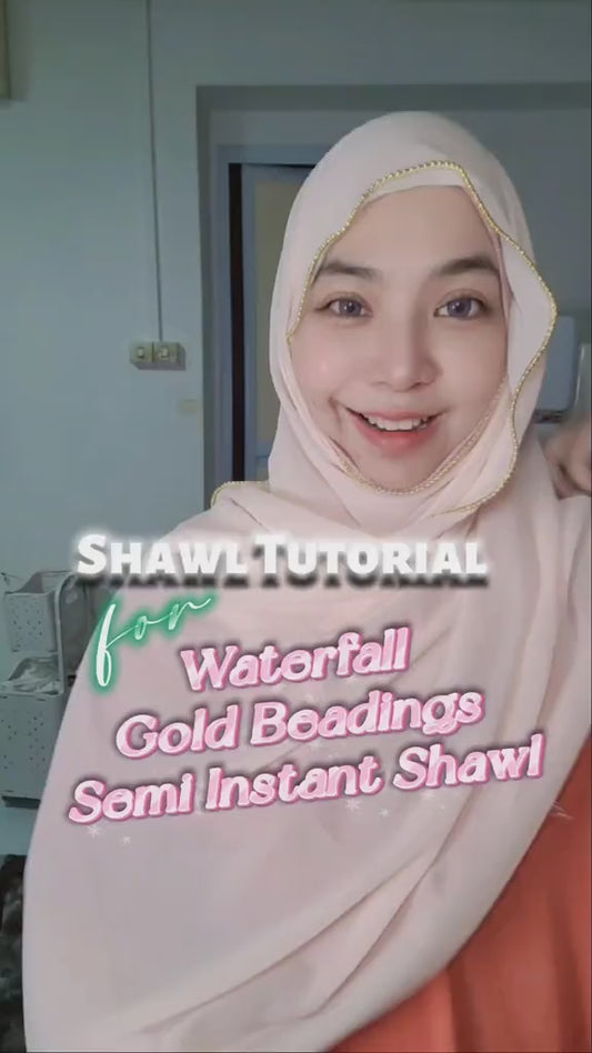 Waterfall Gold Beadings Semi Instant Shawl