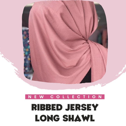 Ribbed Jersey Long Shawl