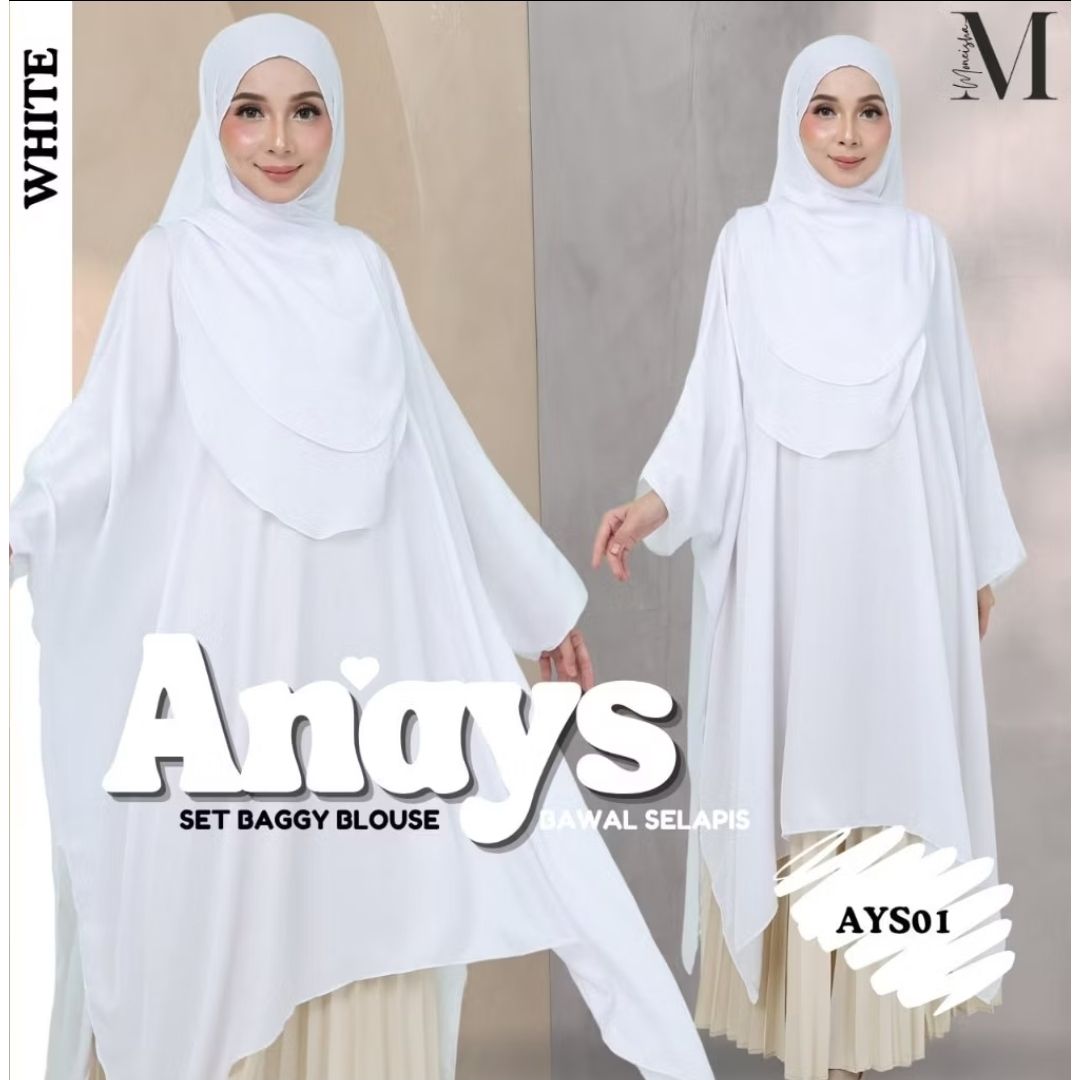 Anays Batwing Baggy Top with Bawal Selapis Set
