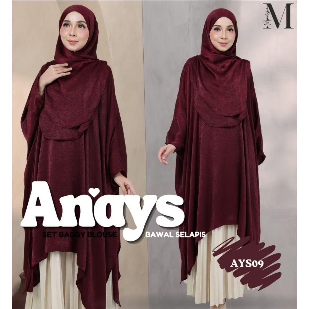 Anays Batwing Baggy Top with Bawal Selapis Set