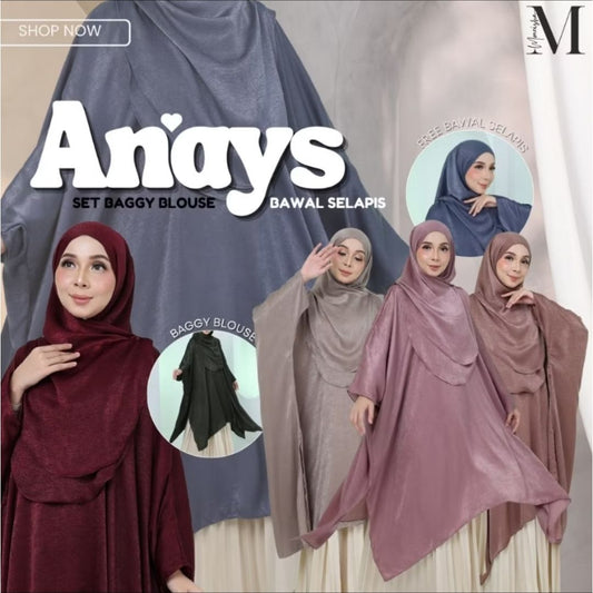 Anays Batwing Baggy Top with Bawal Selapis Set