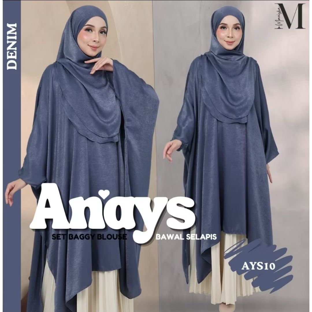 Anays Batwing Baggy Top with Bawal Selapis Set