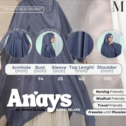 Anays Batwing Baggy Top with Bawal Selapis Set