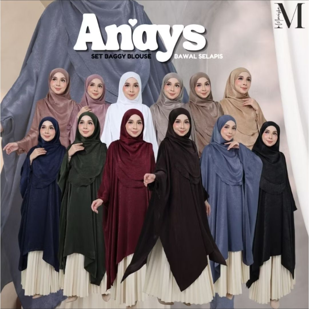 Anays Batwing Baggy Top with Bawal Selapis Set