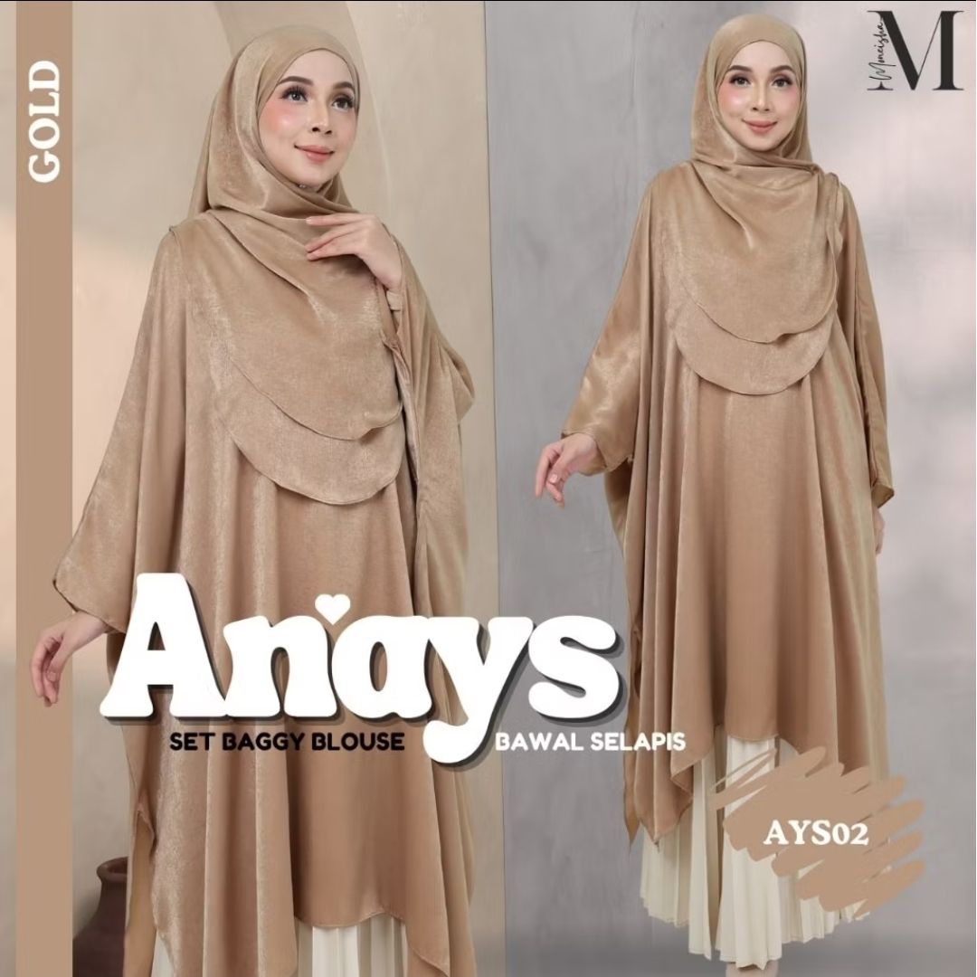 Anays Batwing Baggy Top with Bawal Selapis Set